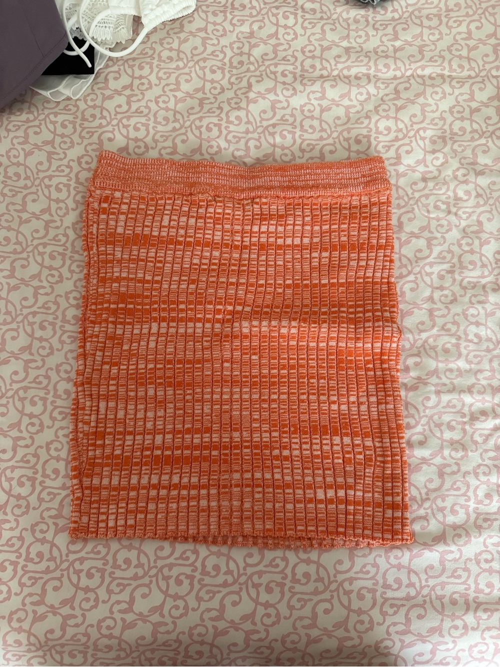 Forever 21 Orange Ribbed Mini Tube Skirt